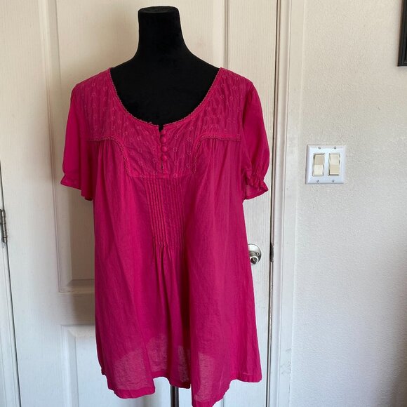 Lane Bryant SZ 18/20 Pink Peasant Style Top - Picture 1 of 9